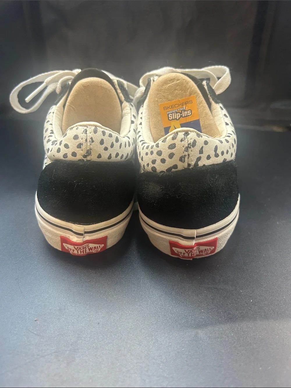 Vans Black and White Low-Top Sneakers with Speckled Sides